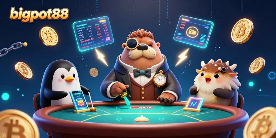 Experience dynamic poker action at bigpot88 with unique characters and vibrant casino elements.