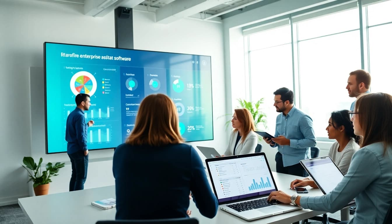 Use the enterprise assistant to streamline team collaboration in a bright office setting.