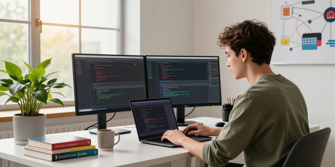 Developer coding on Telegram interface as part of 纸飞机中文版 project in a vibrant workspace