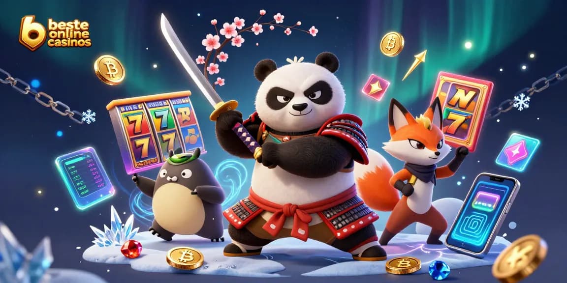Experience the excitement of beste online casinos with vibrant 3D characters and slot elements.