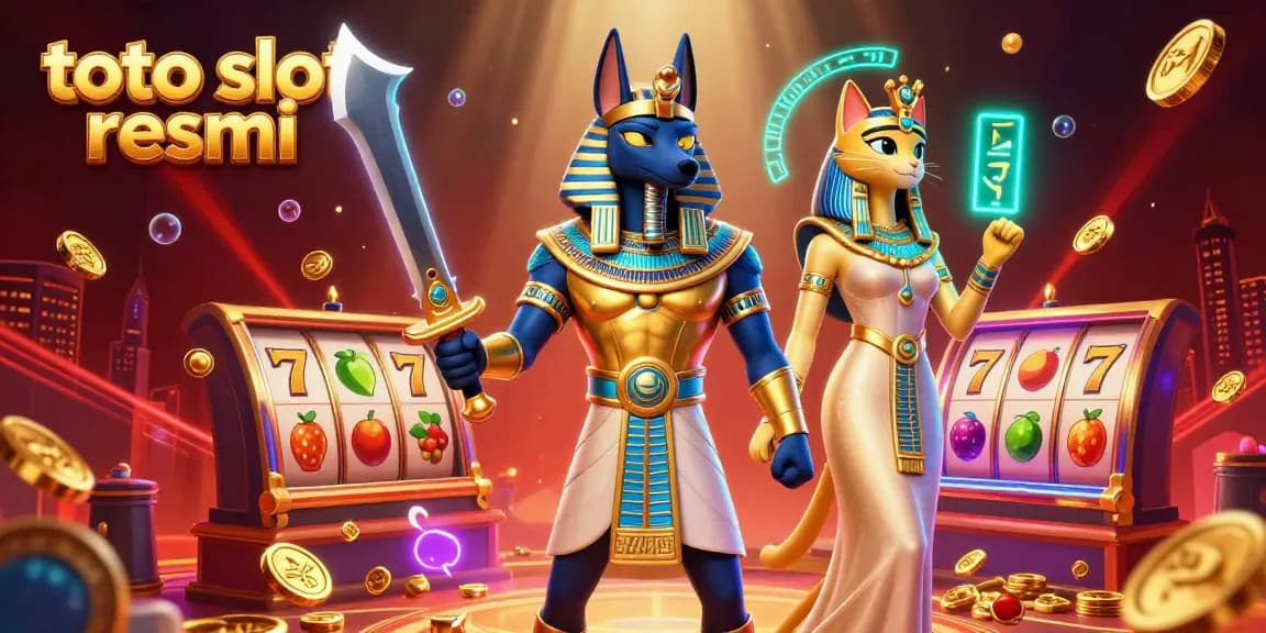 Experience thrilling joy with the gaming adventure at toto slot resmi, featuring vibrant slot reels amidst ancient Egyptian characters.