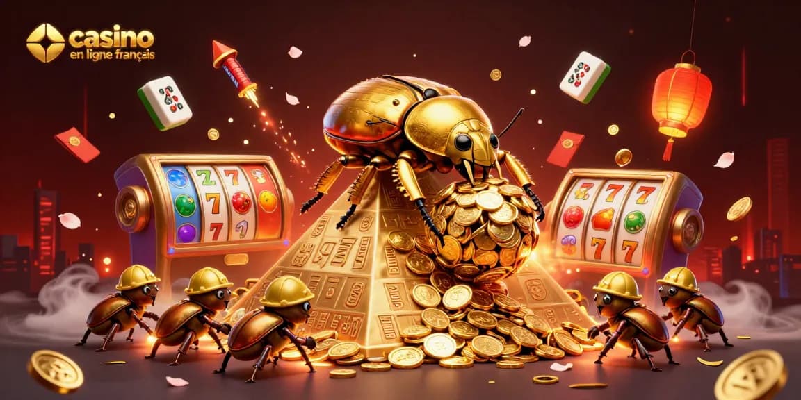 Jouez au casino en ligne français avec des symboles chanceux et des éléments vibrants