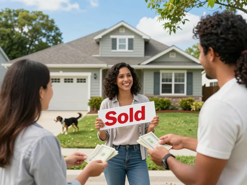 Happy homeowner selling their property for fast cash for homes in a welcoming neighborhood.