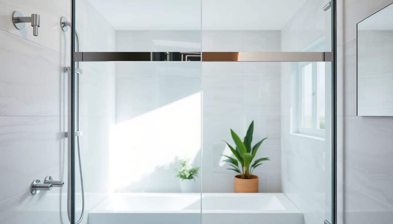Examine paroi de douche élégante dans une salle de bain moderne, mettant en valeur son design.
