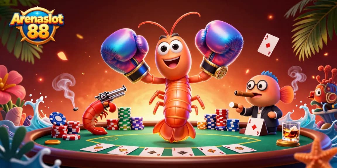 Menggandakan peluang bermain Arenaslot 88 dengan 3D mantis shrimp dan teman-teman di meja poker.