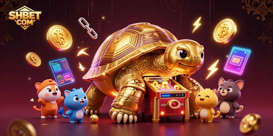 Join the gaming fun at SHBET COM with a vibrant 3D tortoise pinball machine scene!