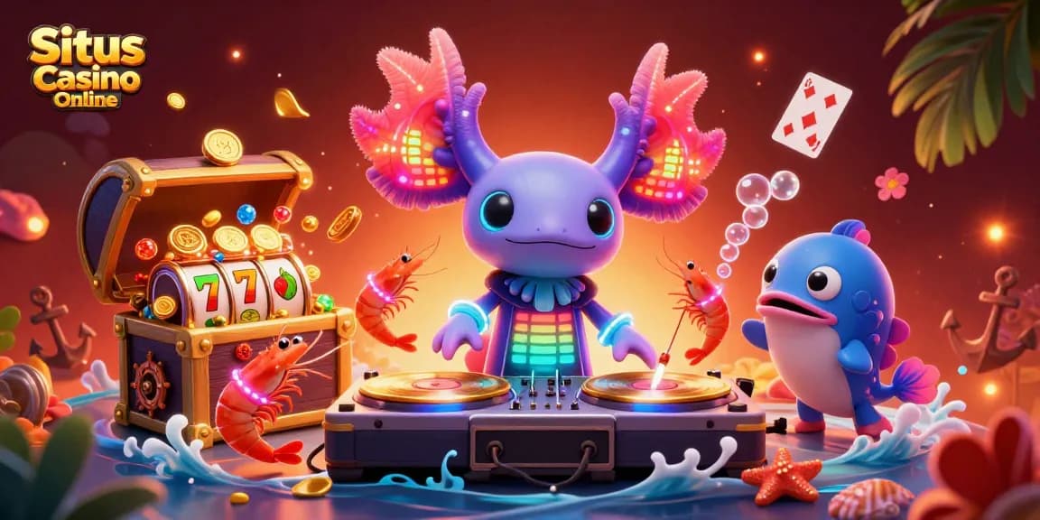 Engage with the vibrant gaming world of Situs Casino Online featuring dynamic characters and animated slot elements.
