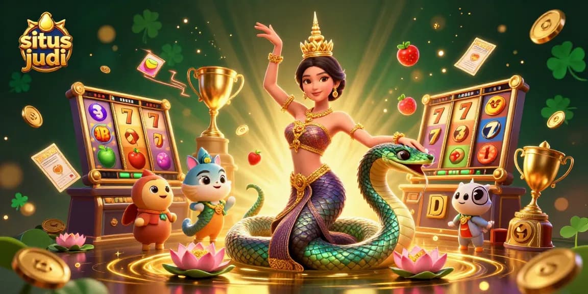Spin the reels with situs judi as immersive gaming unfolds in this colorful 3D illustration.