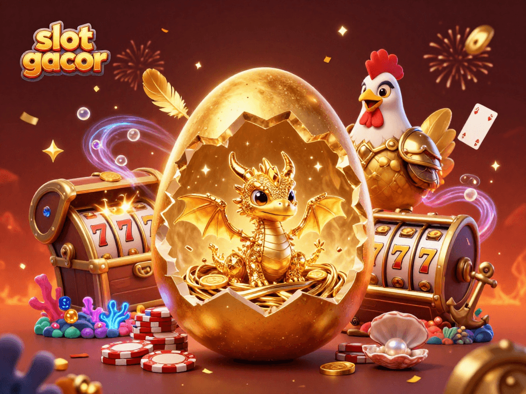 Spin and win with slot gacor visuals featuring golden dragon and vibrant casino elements.