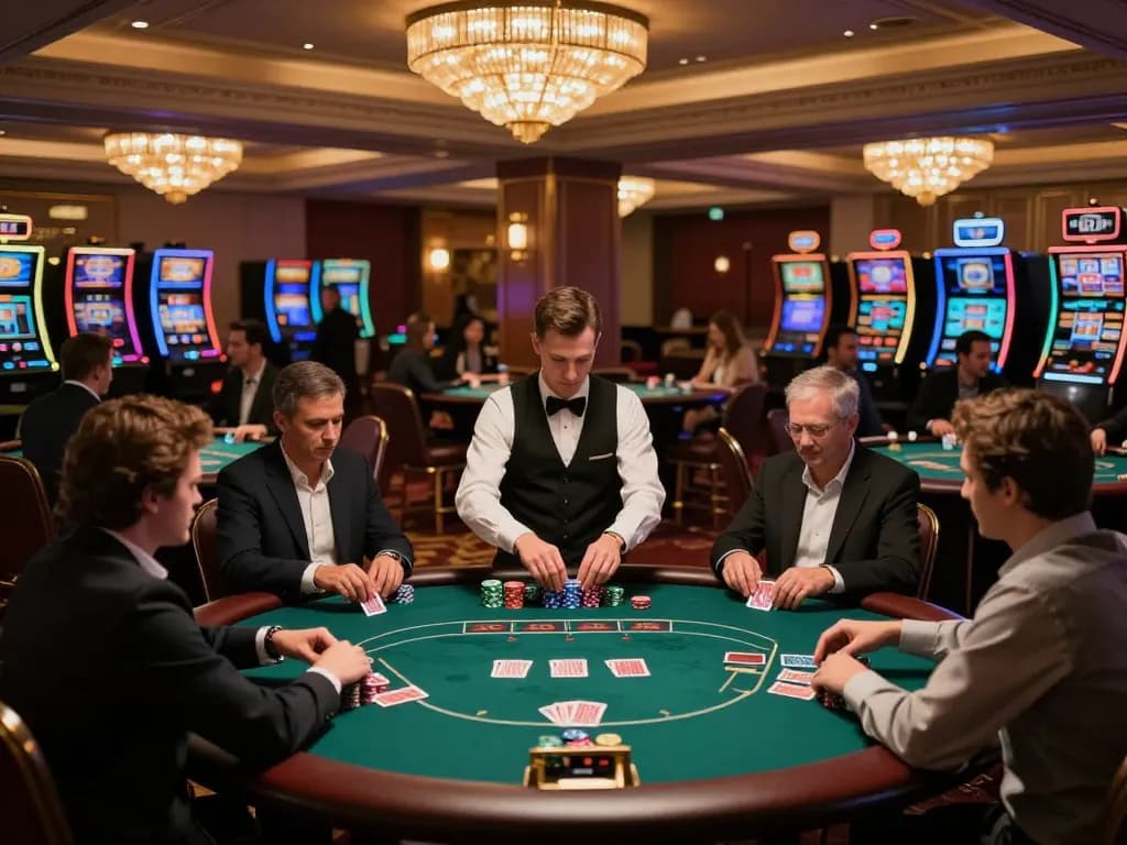 Engaging casino players at poker tables during a dynamic game session at 789win785