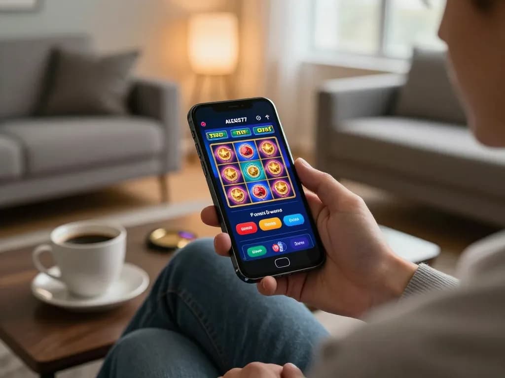 Enjoying the excitement of slots on the alexis77 app while relaxing at home.