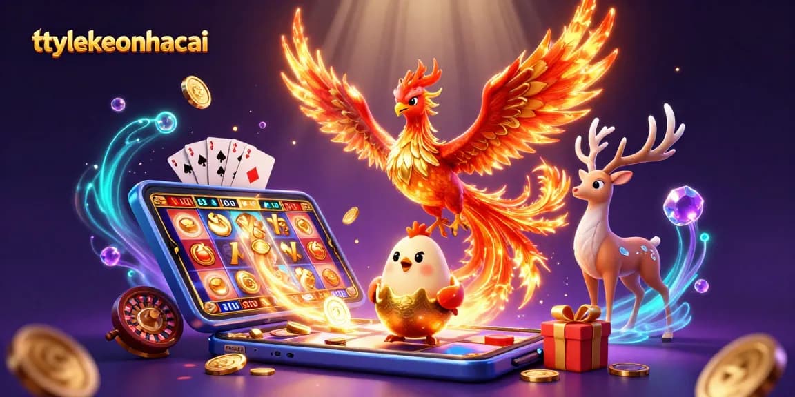 Experience thrilling moments with tylekeonhacai as a phoenix rises in an action-packed casino scene.