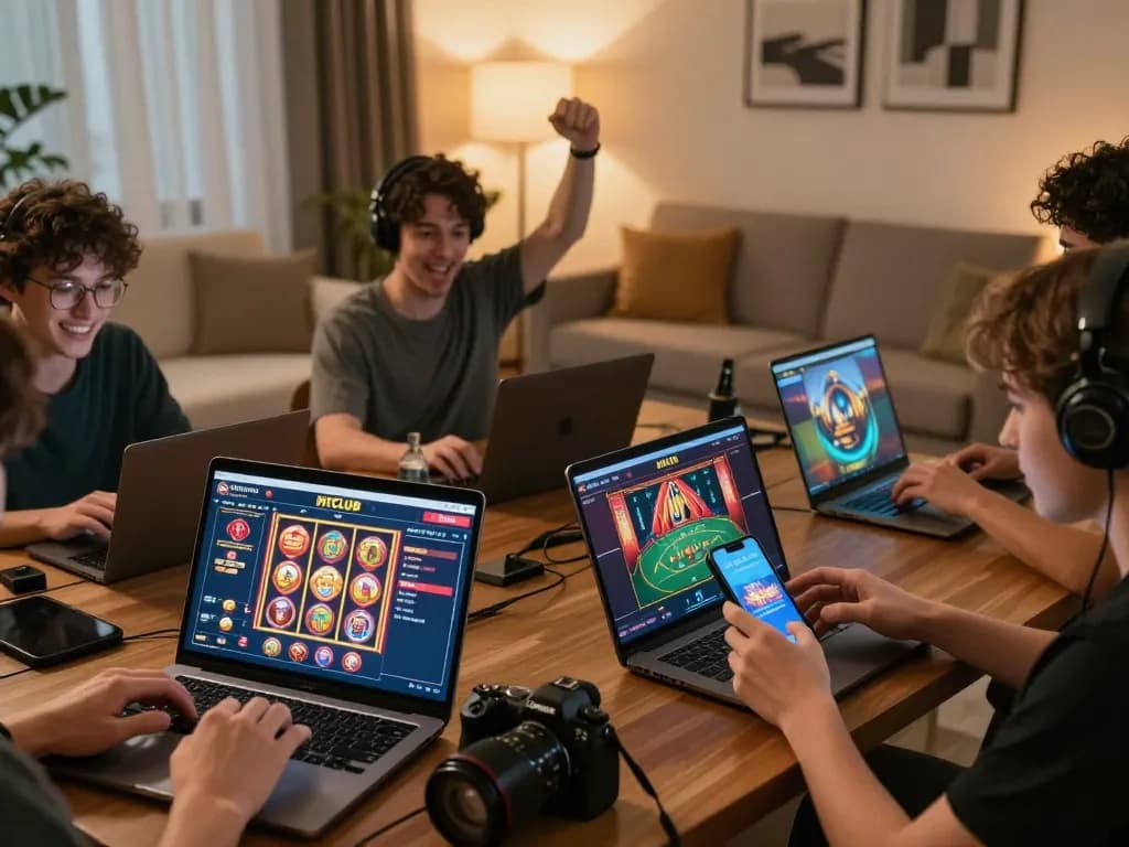 Người chơi Hitclub tận hưởng trải nghiệm chơi game trực tuyến thú vị, thể hiện các tính năng của ứng dụng và bầu không khí sống động.