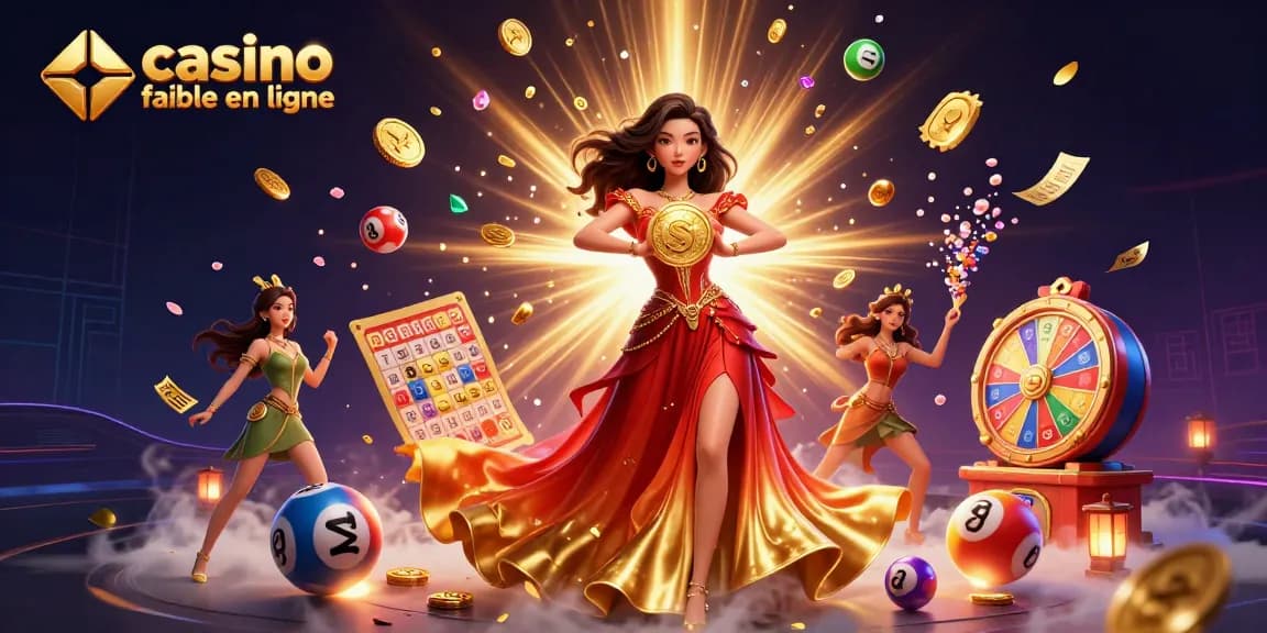 Jouez dans un casino fiable en ligne avec des graphismes vibrants et des opportunités de gains illustrées dans cette illustration captivante.
