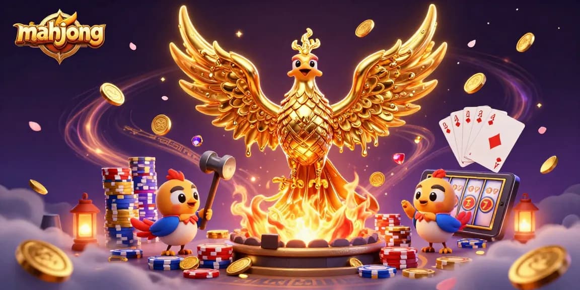 Experience mahjong excitement with a golden phoenix, dynamic gameplay elements, and vibrant casino visuals.