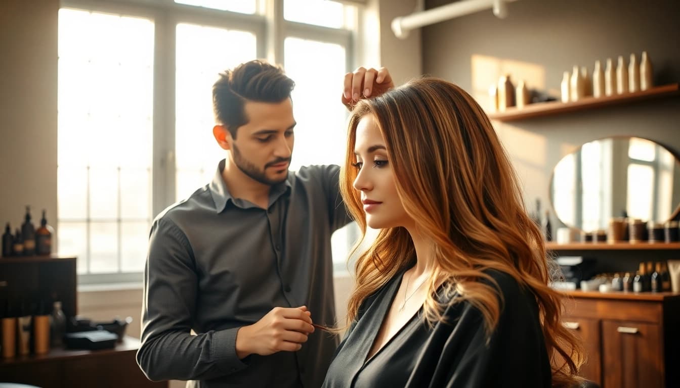 A hair specialist at Ace of Fades 212 applying a non-surgical hair replacement system.