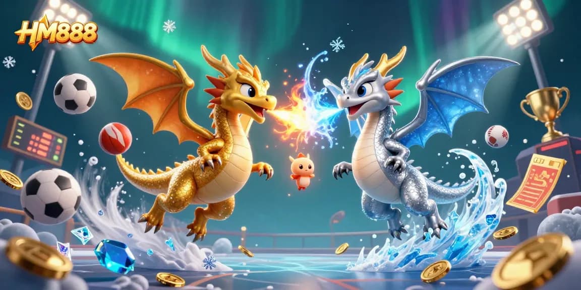 Engage with exciting gameplay in HM888 with vibrant dragon characters and dynamic sports elements.