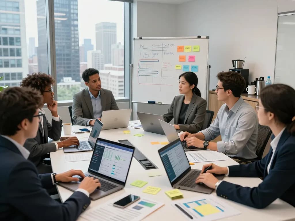 Team strategizing in a modern NYC office, highlighting the Best SEO Company NYC.