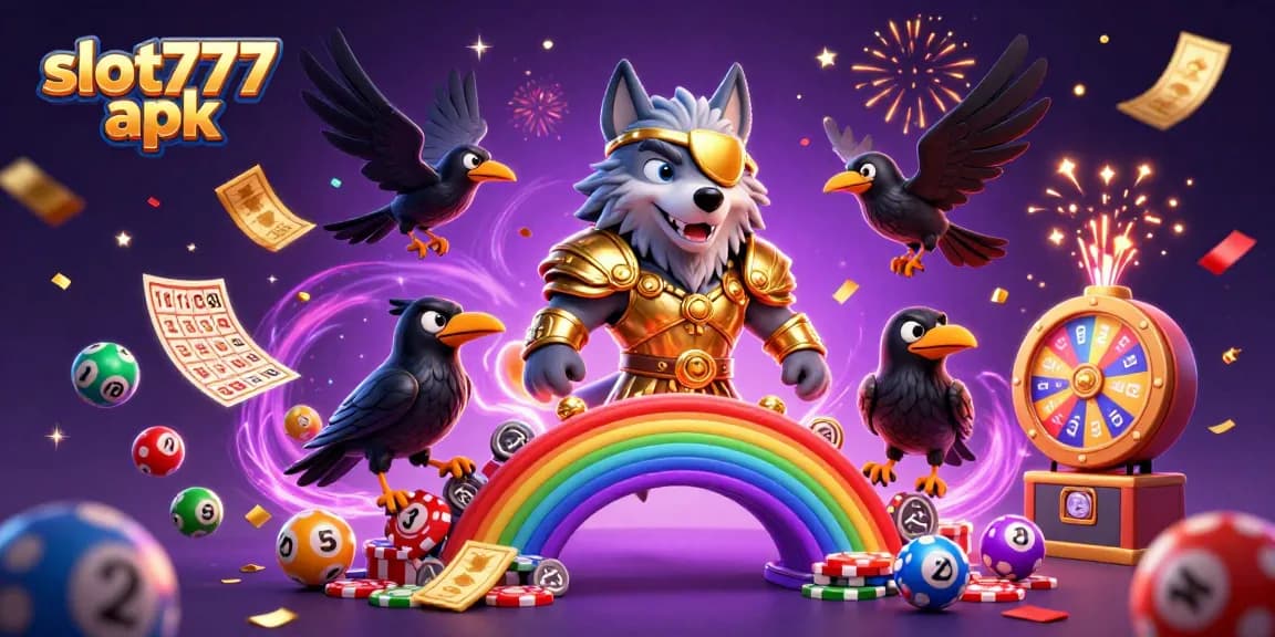 Experience the excitement of slot777 apk with a vibrant Norse myth-themed casino illustration.