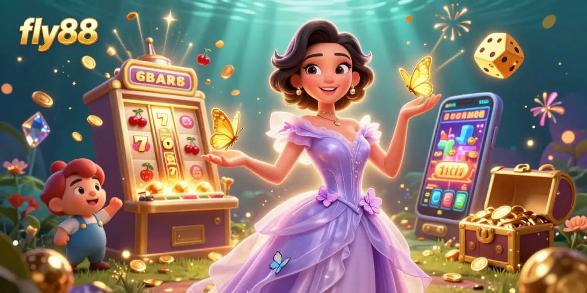 Engage in thrilling gameplay at fly88, featuring vivid slots, dazzling symbols, and animated characters.