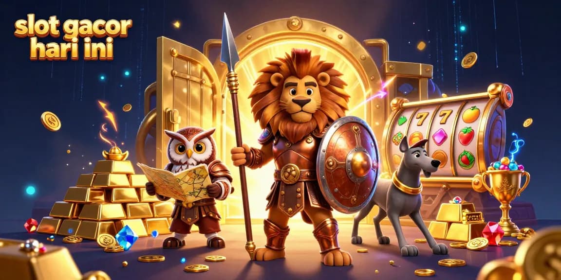 Experience thrilling wins with slot gacor hari ini featuring a dynamic 3D casino illustration and gold treasures.