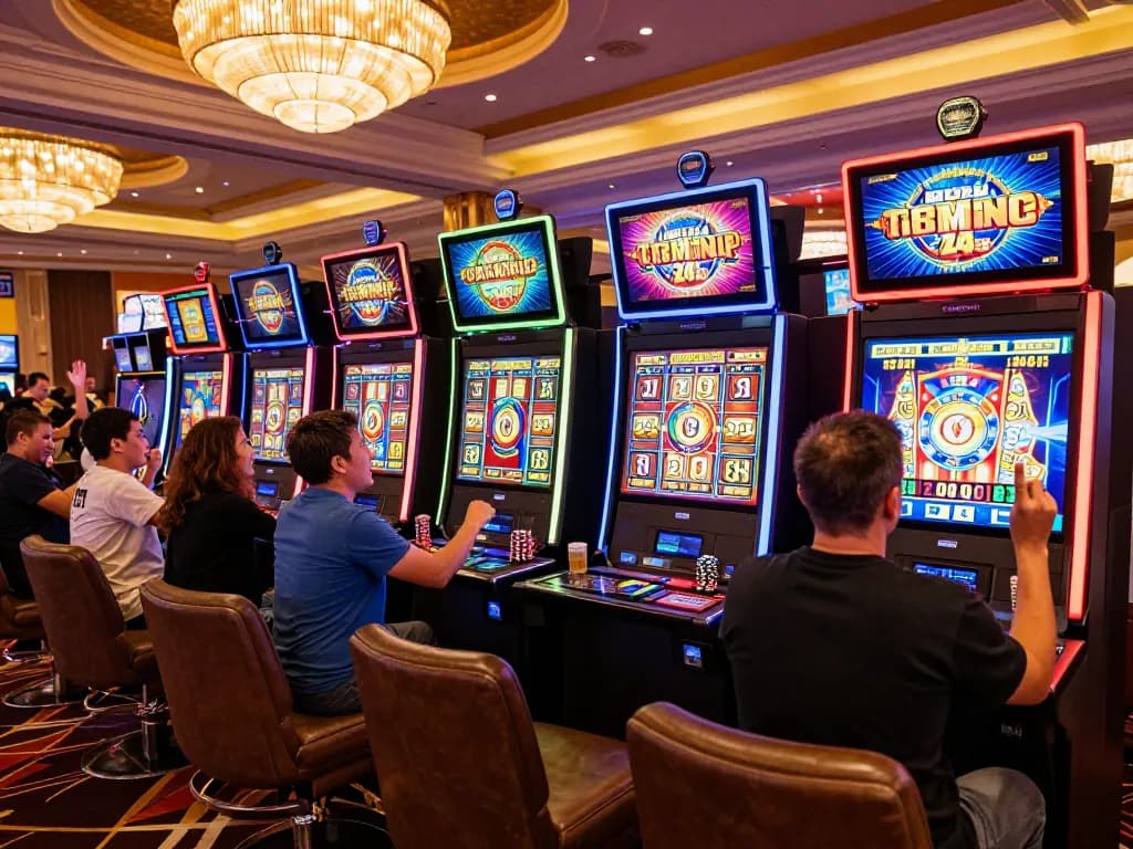 Pengalaman permainan link slot yang menarik di kasino yang ramai.