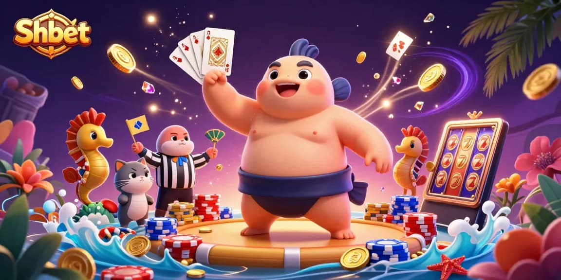Experience winning strategies at Shbet with a vibrant underwater casino illustration featuring lively characters.