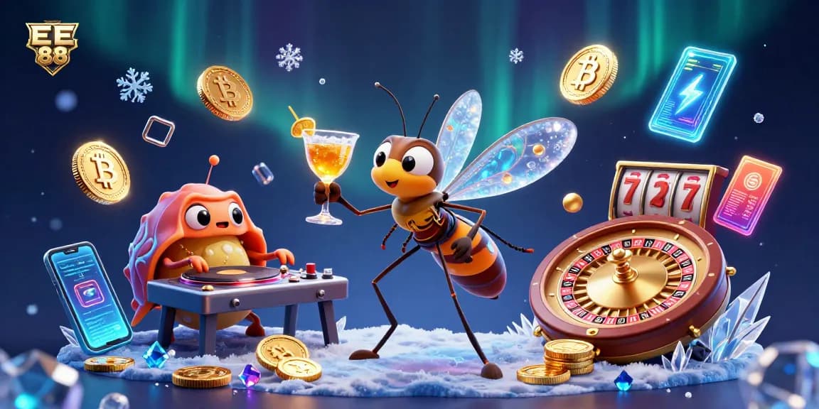 Engage with EE88's exciting games featuring a frozen mosquito mascot, trilobite DJ, and golden roulette wheel.