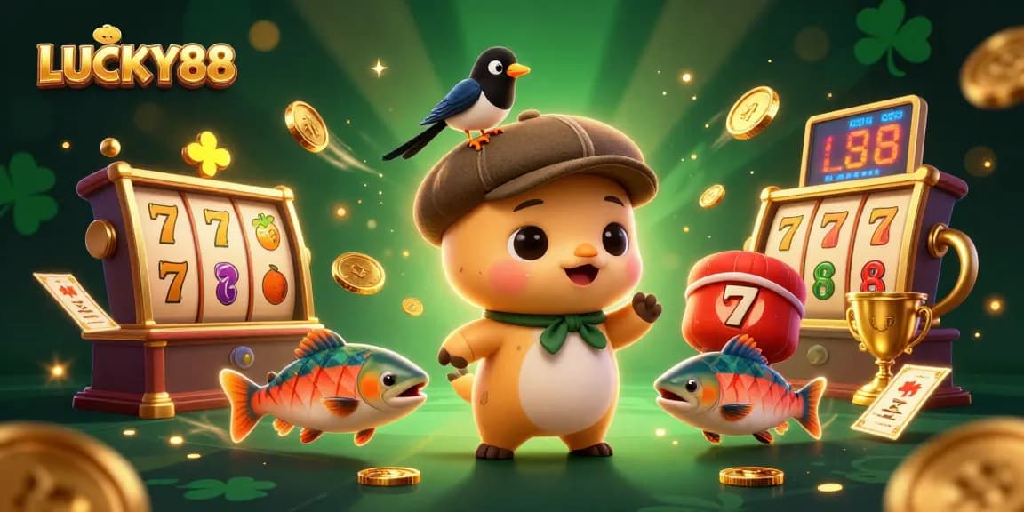 Engage with LUCKY88 slot action featuring playful characters and dynamic game elements.