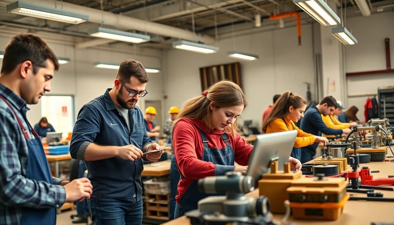 Engaging learning environment at Trade School In Tennessee with students actively participating.