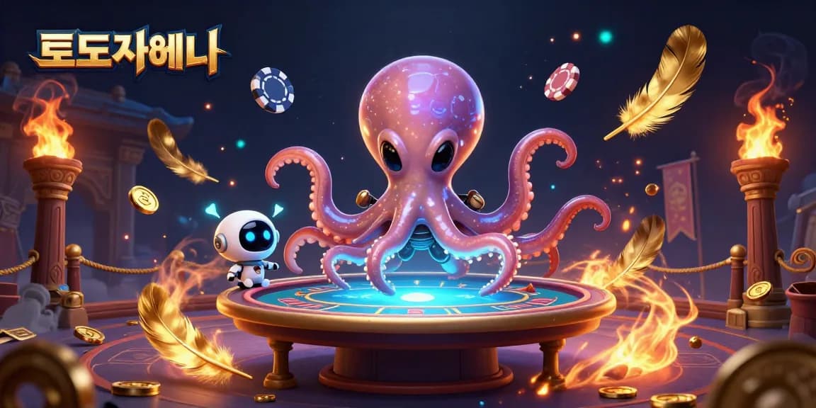 Experience the thrill of 토토사이트 with an alien octopus at a holographic poker table!