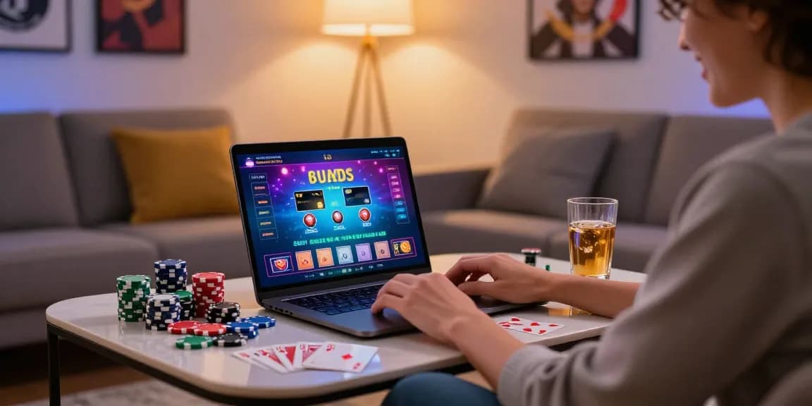 Exciting online gaming scene at being-there.org.uk with a player enjoying credit card casinos in a cozy living room.