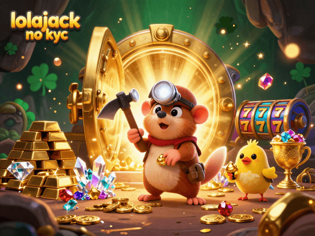Experience the excitement of lolajack no kyc with a treasure hunter mole amidst sparkling casino riches.