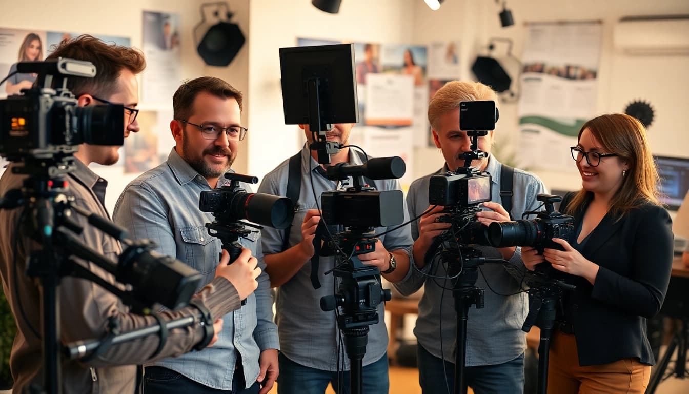 Dynamic collaboration at a Video Production Company Calgary, capturing creativity in a vibrant studio.