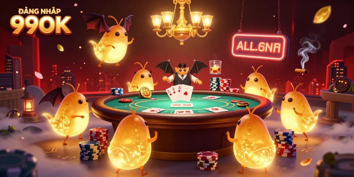 Experience thrilling gameplay at ĐĂNG NHẬP 99OK in a vibrant casino illuminated by glowworms and a bat dealer.
