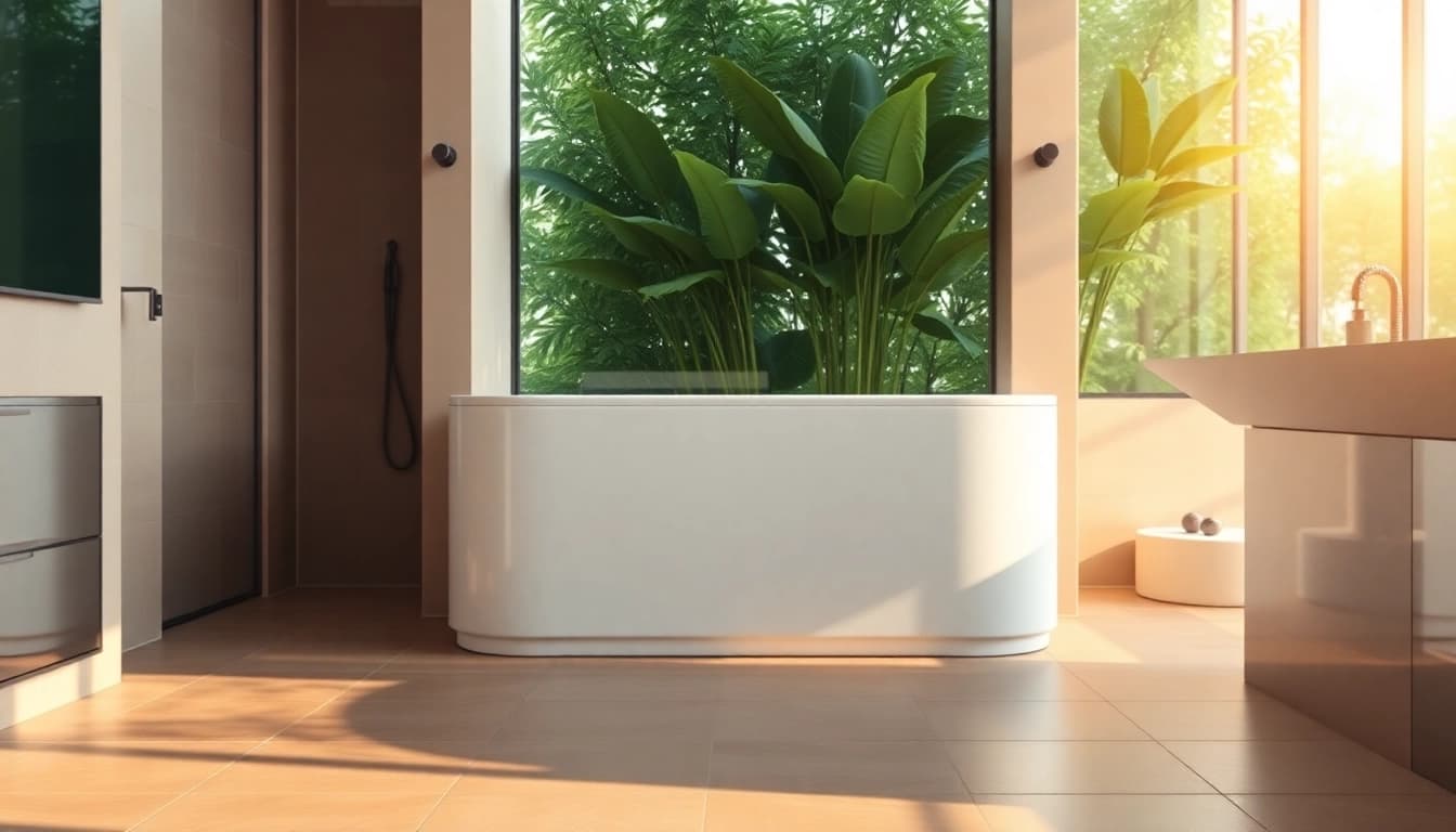 Die sonni Duschkabine in einem modernen Badezimmer mit eleganten Details und natürlichem Licht.