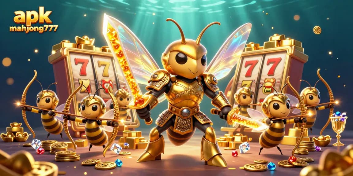 Play and win big with apk mahjong777 featuring vibrant slot elements and golden treasures.