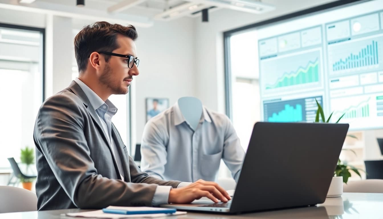 Optimierung von Webseiten durch seo beratung in einem modernen Büro mit Analyse-Daten.