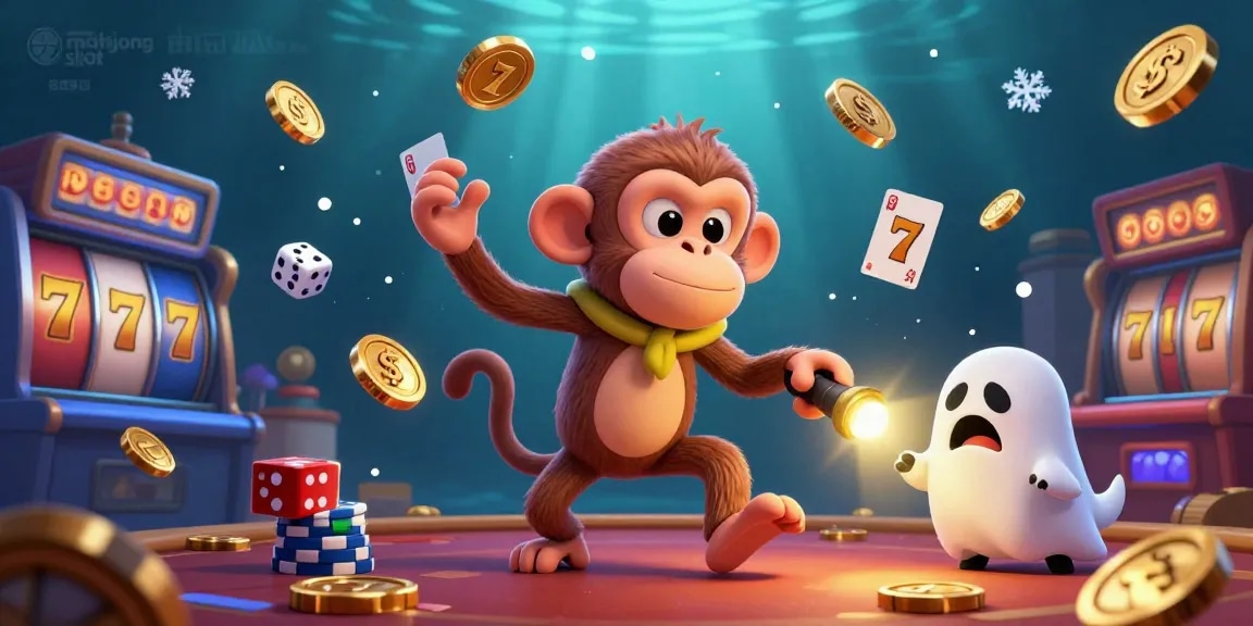 Engage in thrilling gameplay with the mahjong slot experience, juggling golden casino elements in a vibrant scene.