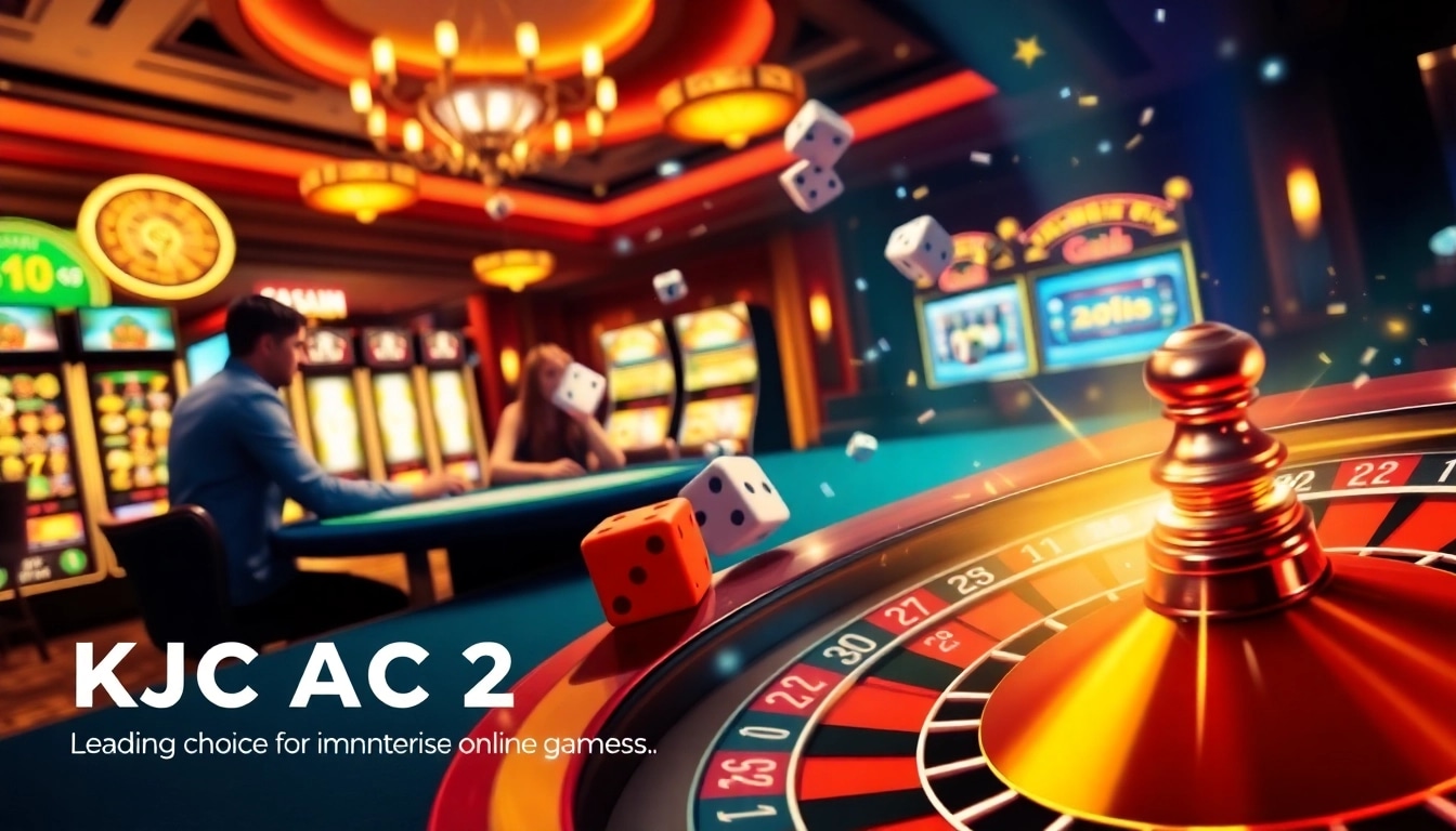 KJC AC 2 casino players enjoying poker and roulette games, capturing the excitement of gambling.