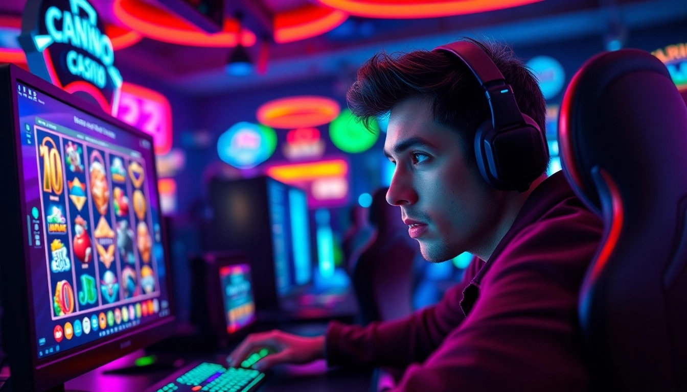 Jelajahi pengalaman mendebarkan Unogg slot game dengan pemain terfokus dan latar kasino yang cerah.