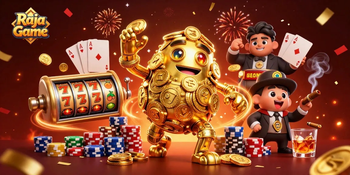 Experience excitement with Raja Game as you win on colorful slot reels and golden coin treasures.