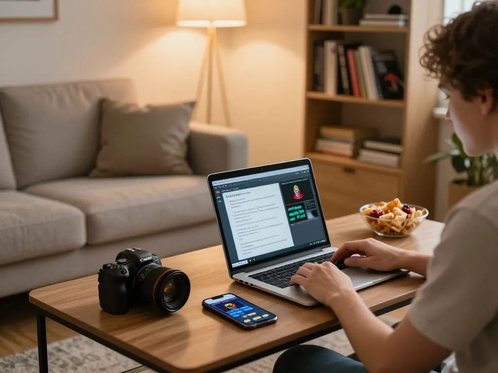 Engaging with online poker on the TG88 casino app, showcasing a cozy home gaming atmosphere