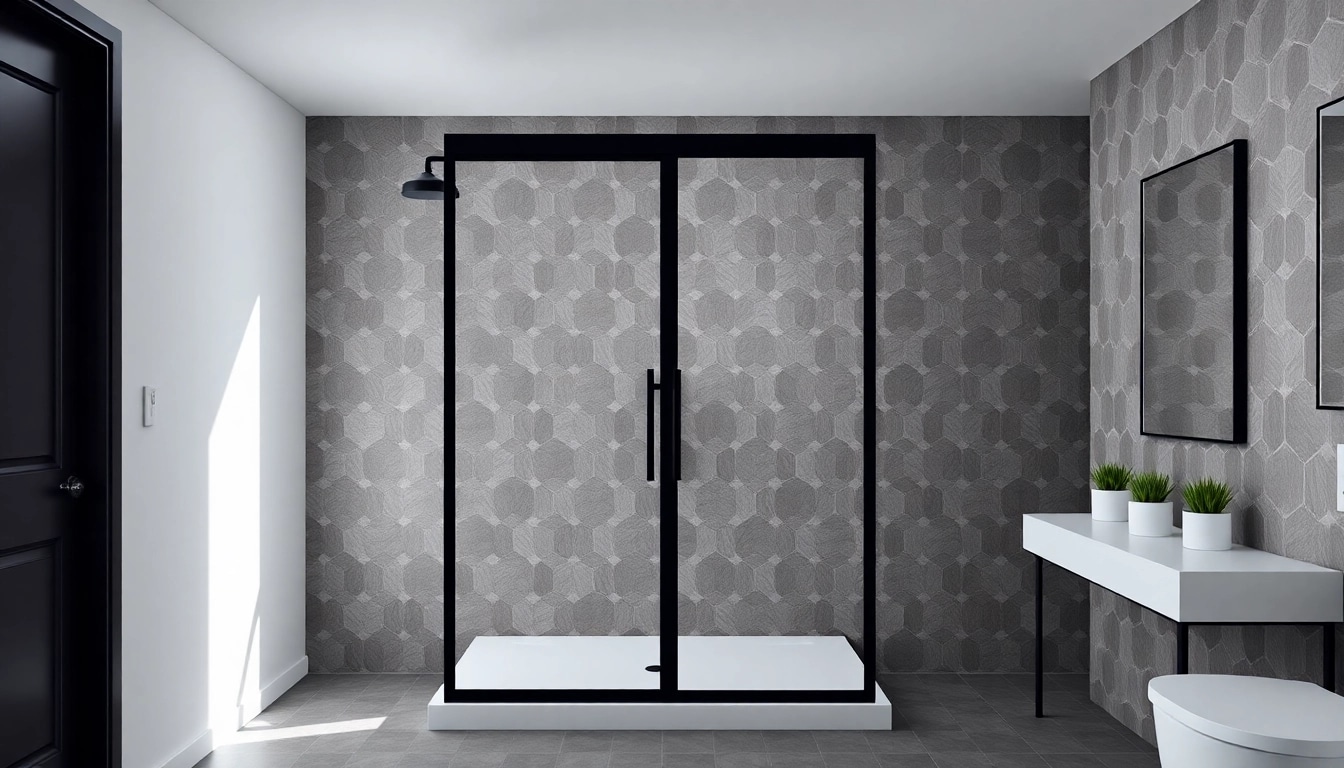 Enhancing elegance, a black shower sliding door complements a modern bathroom setting.