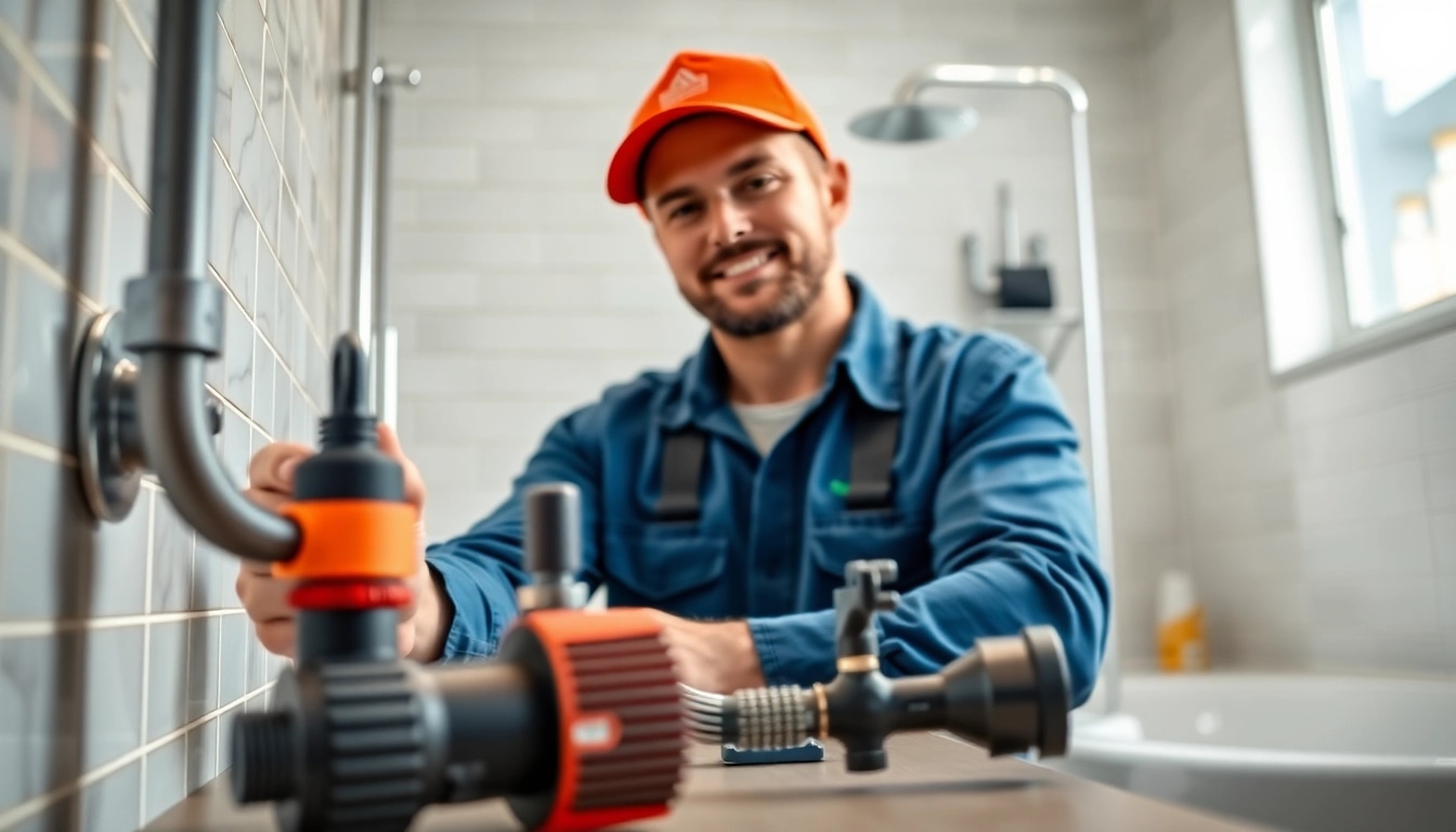 Installateur arbeitet professionell an Badezimmerinstallation mit sonni sanitär GmbH.