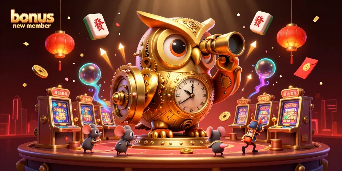 Engage with bonus new member opportunities in this vibrant casino scene filled with festive elements.