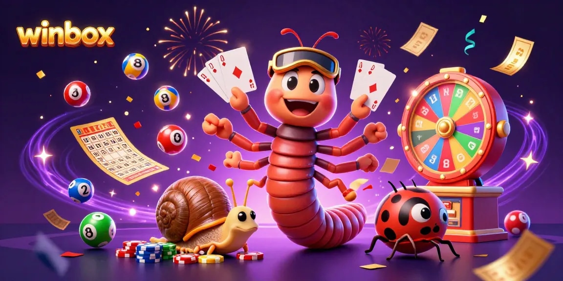 Experience the thrill at winbox as vibrant lottery balls and high rollers celebrate in a lively casino atmosphere.