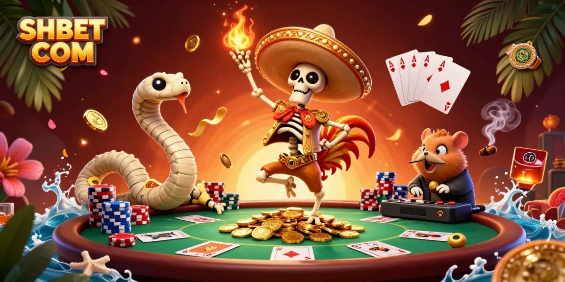 Experience thrilling victories at SHBET COM with vibrant casino characters and dynamic gaming elements.
