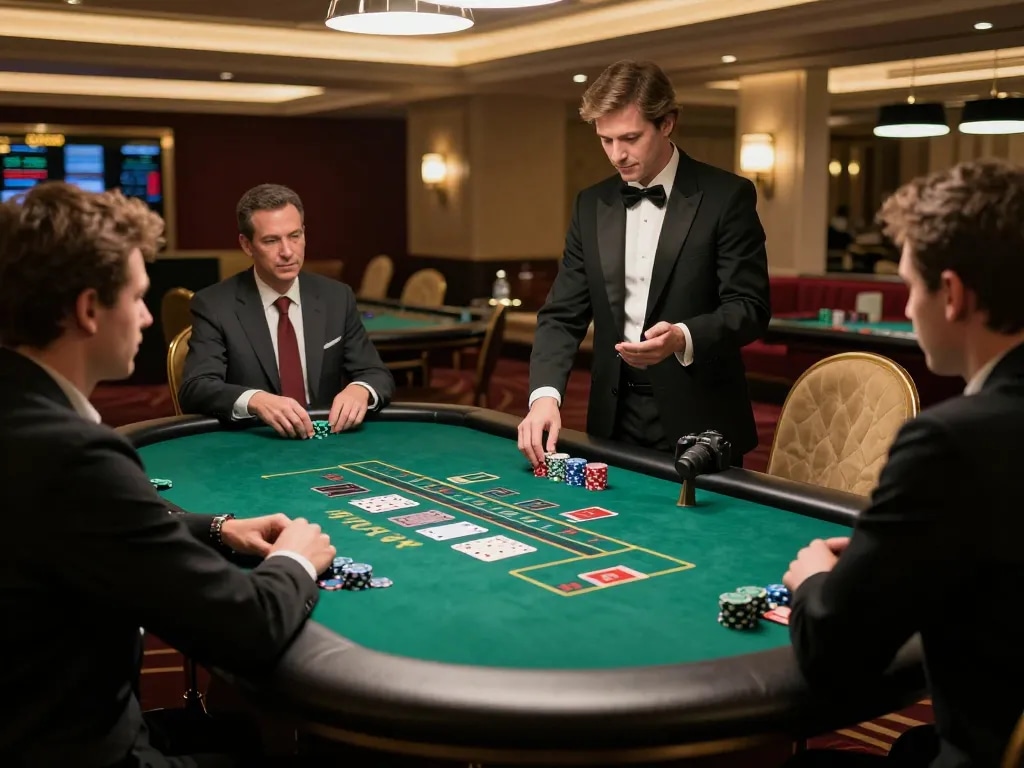 Rasakan permainan strategis di Paris888 dengan pemain yang terlibat dalam permainan blackjack yang elegan.