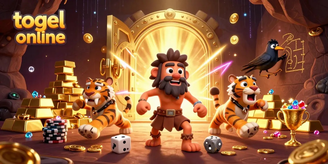 Engage with togel online as a dynamic prehistoric casino featuring a caveman and saber-tooth duo.